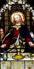 Jesus at the last supper (stained glass)