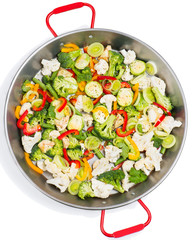 Cut vegetables in a frying pan