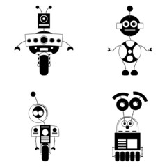 Set Of Different Cute Robots Isolated