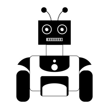Cartoon Cute Robot Isolated On Background
