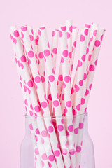 pink polka dot drinking straws