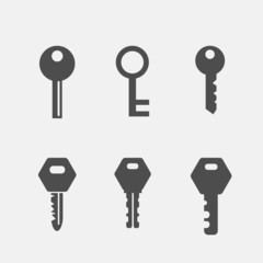 Keys flat icons set