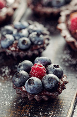 Chocolate tartlets with fresh berries