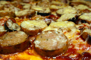 Pizza Topping Close Pepperoni and Sausage