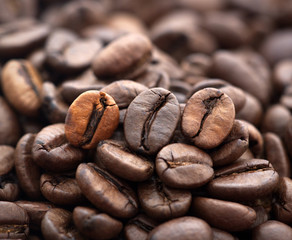Coffee beans closeup background
