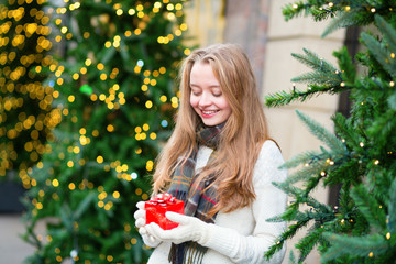 Girl with a Christmas present