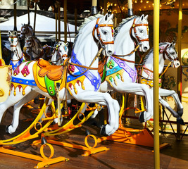 Fototapeta na wymiar Traditional carousel with horses