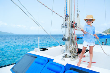 Little girl at luxury yacht