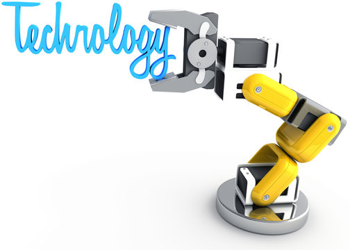 Robotic arm holding Technology word
