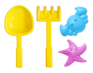 Beach toys set isolated on white background