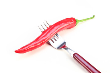 Red chili with fork