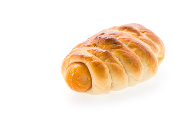 Sausage bread isolated on white