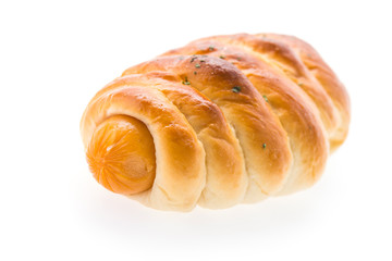 Sausage bread isolated on white