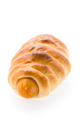 Sausage bread isolated on white