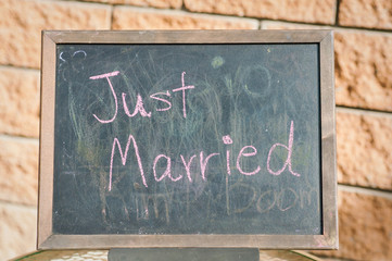 Fototapeta premium just married decoration for wedding