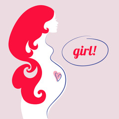 Silhouette pregnant mother. Baby shower invitation