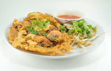 fried mussel with egg