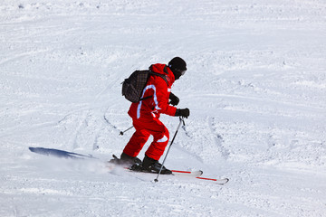 Skier at mountains ski resort Innsbruck - Austria