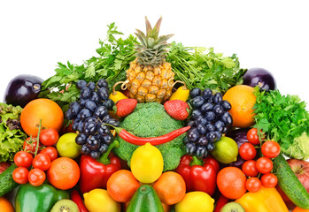 Naklejka na ściany i meble fruit and vegetable isolated on white background