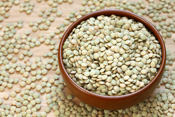 Green lentils in a bowl