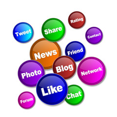 social media concept glossy with shadow