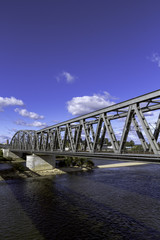 Steel railroad bridge over the river Wisla in Tczew
