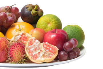 Isolated mixed  fruits and clipping path