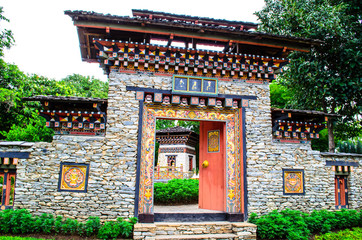 A traditional gateway to a Bhutan enclosure