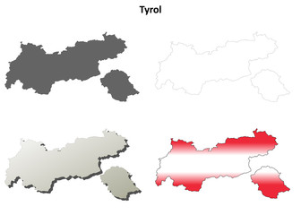 Fototapeta premium Tyrol blank detailed outline map set