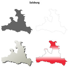 Salzburg blank detailed outline map set