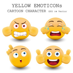 Yellow emoticon cartoon character eps 10 vector