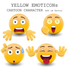 Yellow emoticon cartoon character eps 10 vector