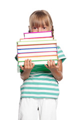 Little girl with books