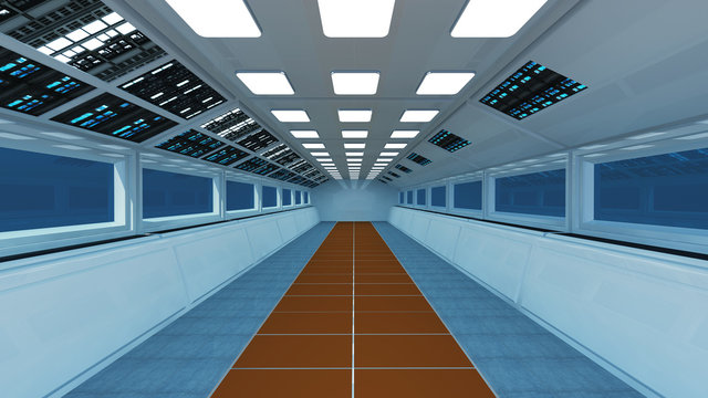Spaceship interior, center view with floor 