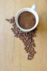 Freshly brewed coffee cup Space for your text.