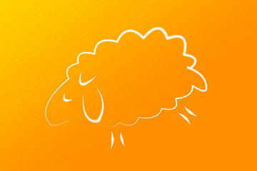 Sheep on yellow as background