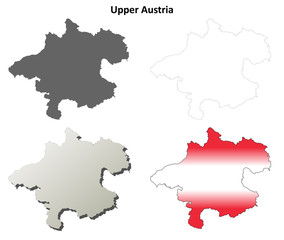 Upper Austria blank detailed outline map set