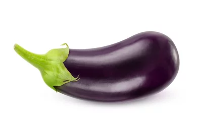Foto op Plexiglas Groenten Isolated eggplant. One fresh eggplant over white background, with clipping path