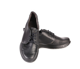 Pair of black leather boots.