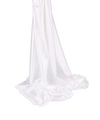 Shiny white silk drapery.