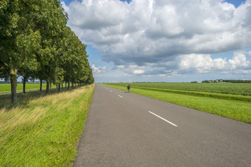 Fototapeta na wymiar Clouds over a road through the countryside