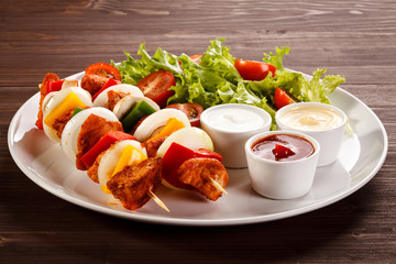 Grilled meat and vegetables