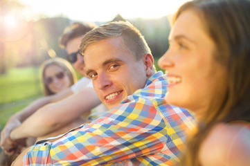 Friends having fun in park