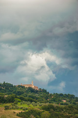 Beautiful Tuscan rural scenery atmosphere in storm