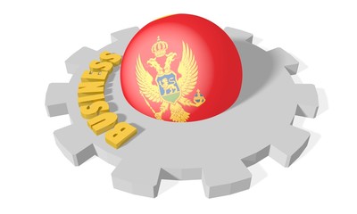 sphere in gear textured by montenegro flag, business golden word
