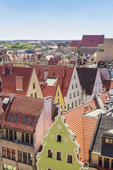 Sights of Poland.  Wroclaw Old Market Square. Aerial view.