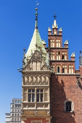 Sights of Poland.  Wroclaw Old Town with Gothic Town Hall.