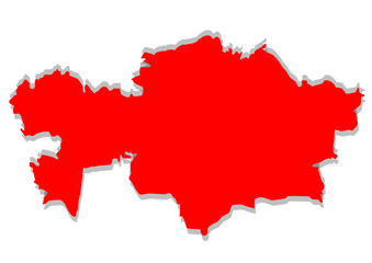 kırmızı renkli kazakistan haritası