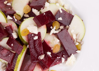 Beet salad with pear andfeta cheese.