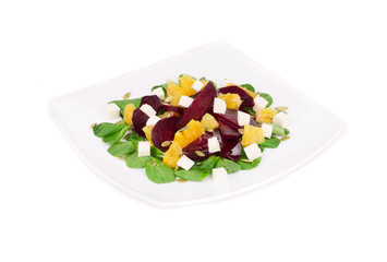 Beet salad with feta cheese and orange.